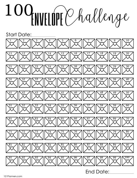 100 Envelope Challenge Printables