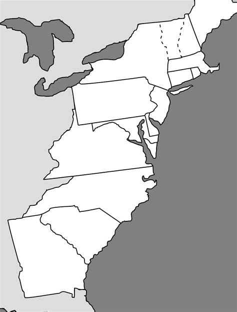 13 Colonies Blank Map