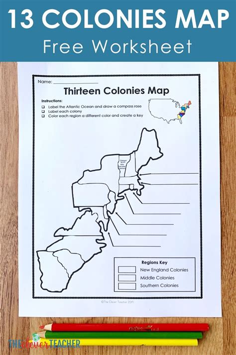 13 Colonies Map Worksheet