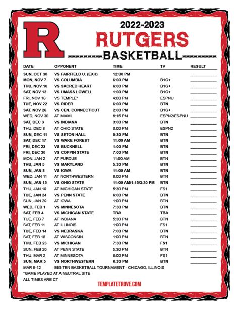 2021-2022 Rutgers Basketball Schedule