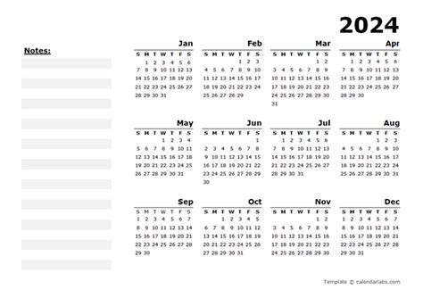 2024 Free Printable Year Calendar Templates