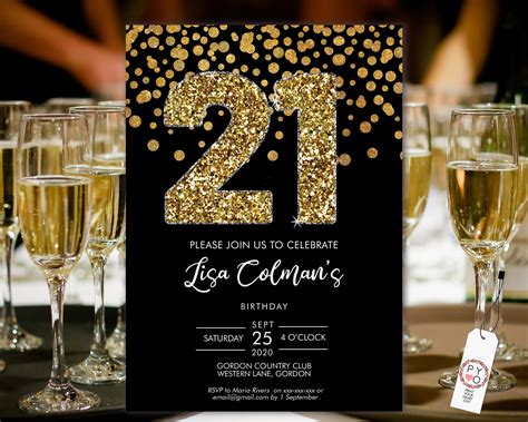 21st Birthday Invitation Templates Design