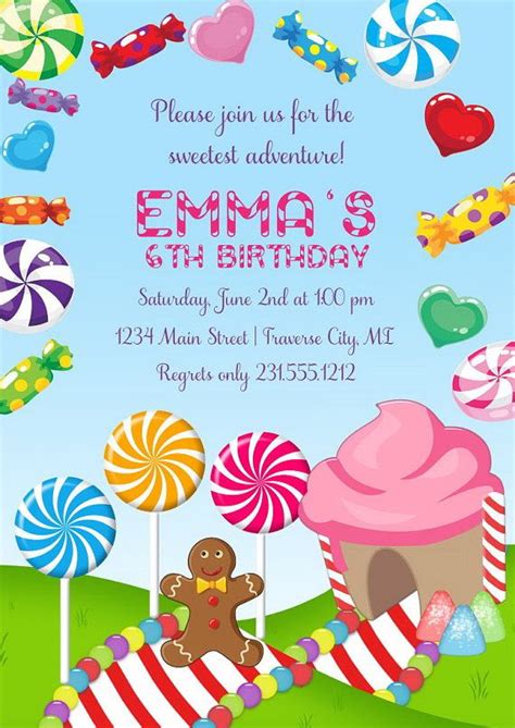 5 Candyland Invitation Templates