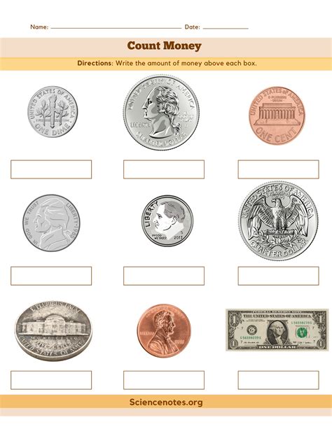 5 Free Coin Worksheets