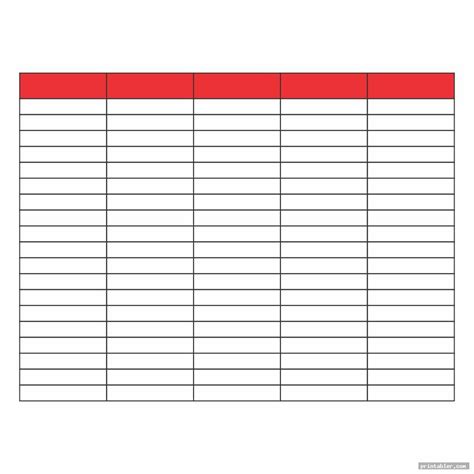 5-Column Chart Template Sample