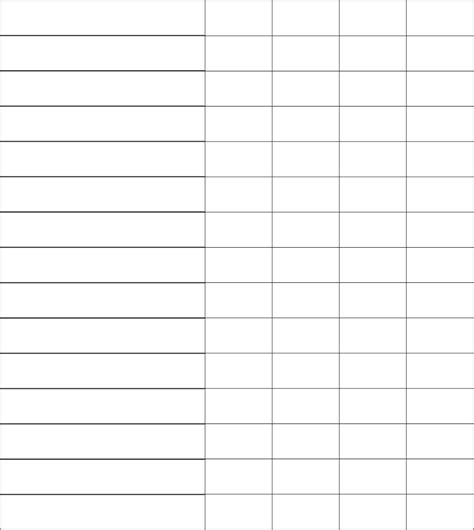 5-Column Chart Template Types