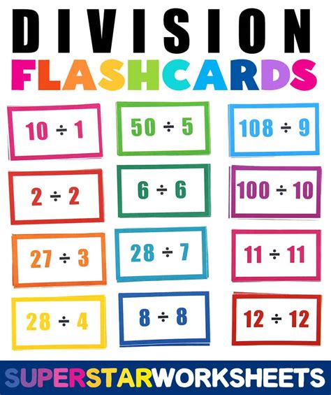 5 division flashcard activities