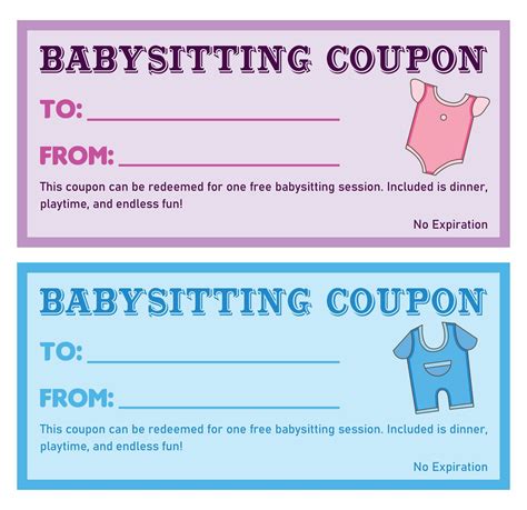 5 free babysitting coupons