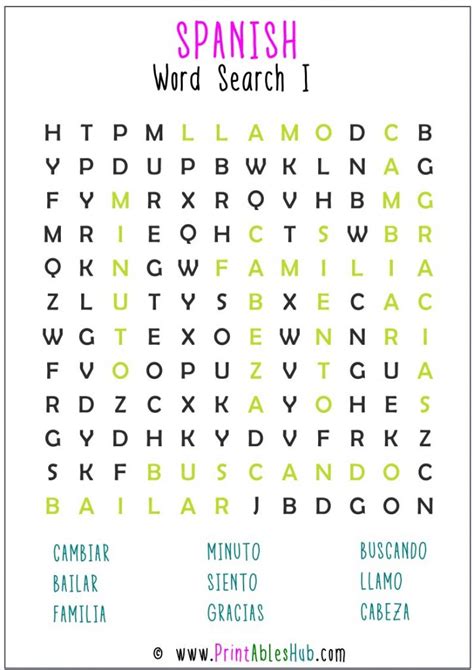 5 Free Spanish Word Searches