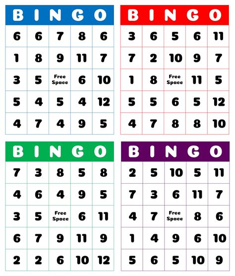 5 Number Bingo Printable