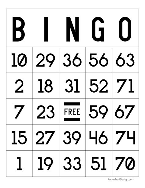 5 Number Bingo Printables for Adults