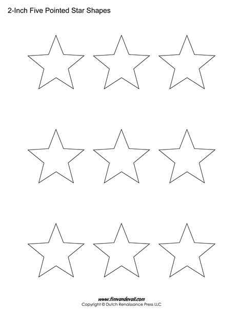 5-pointed star templates for gift tags