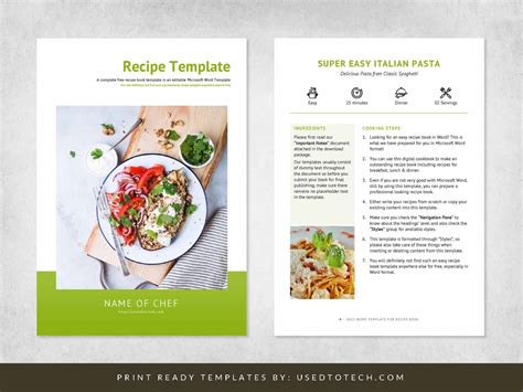 5-Word Recipe Book Templates