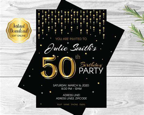 50th birthday celebration invitation