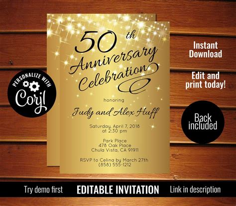 50th birthday golden years invitation