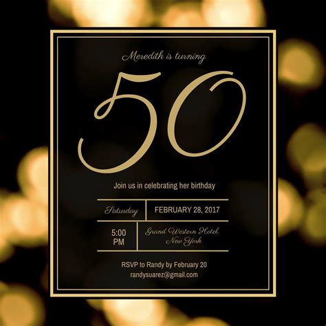 50th birthday invitation design