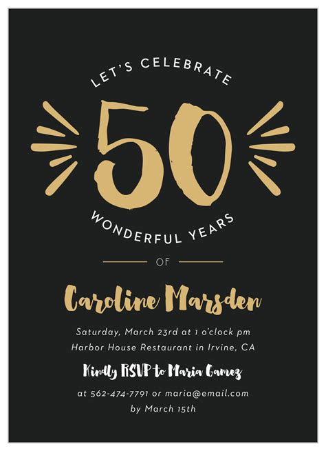 50th birthday milestone invitation