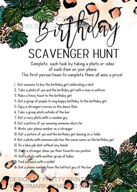 50th Birthday Scavenger Hunt Game