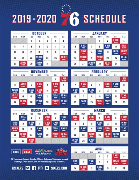 76ers Schedule Download