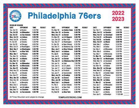 Description of 76ers game schedule