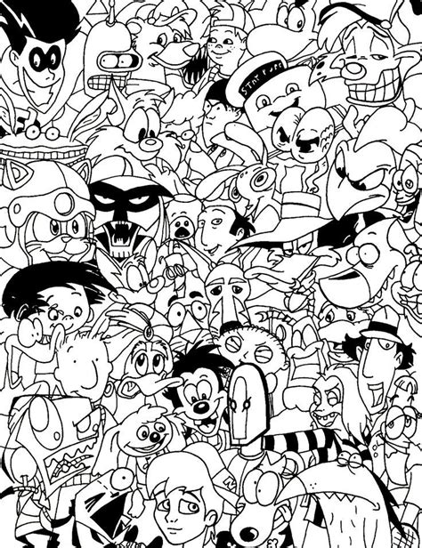 90s Cartoon Coloring Pages for Adults