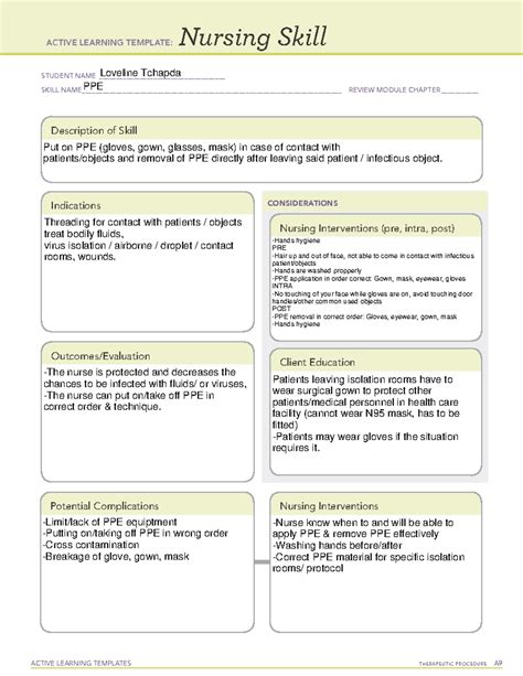 ATI Nursing Skill Template Example