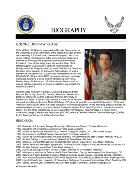 Air Force Bio Examples