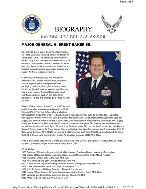 Air Force Bio Template Example