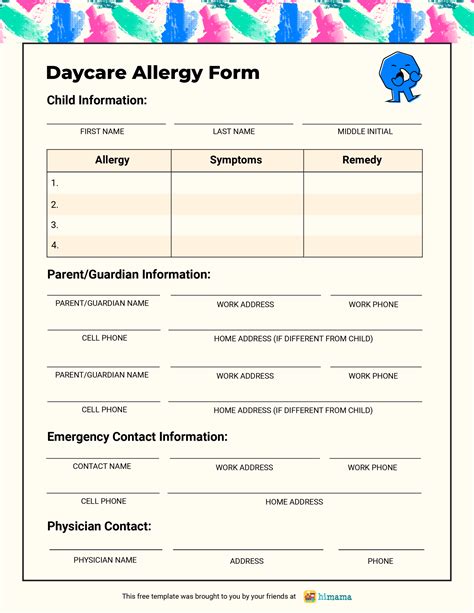 Allergy Form Template