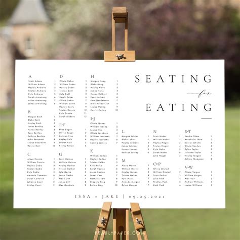 Alphabetical Seating Chart Template Example