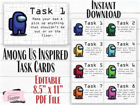 Among Us Printable Task List