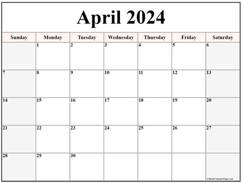 April 2024 Calendar Printable