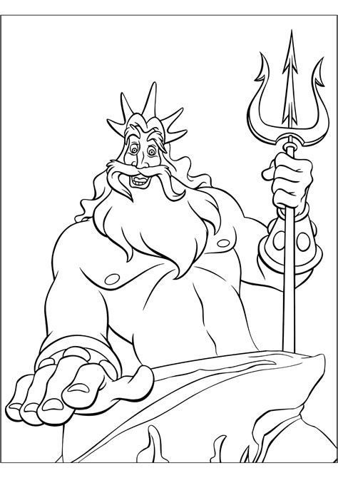 Ariel coloring pages with Triton