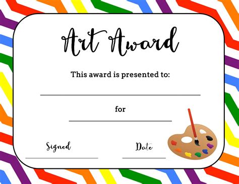 Art Award Certificate Template Template