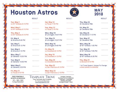 Astros Schedule Overview