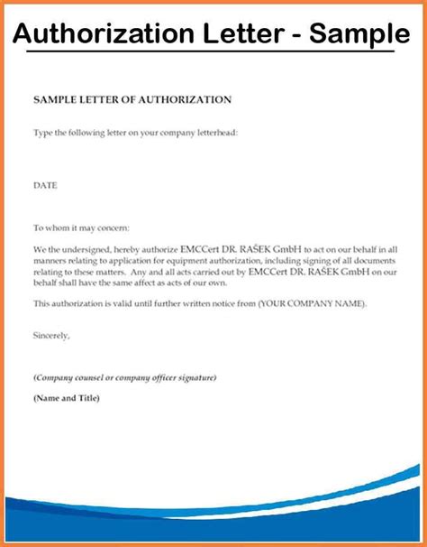 Authorization Letter Template for Business