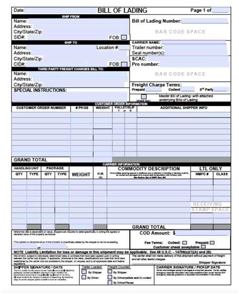 BOL Template Excel Benefits