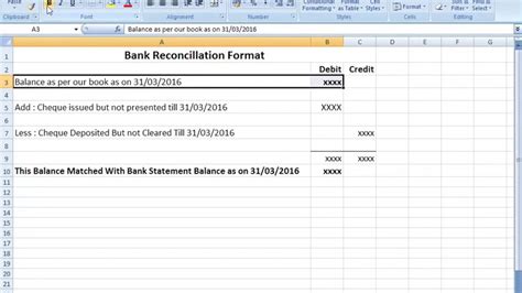 Bank Reconciliation Template in Excel Format