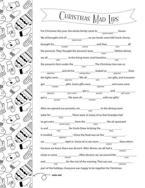 Benefits of Christmas Mad Libs