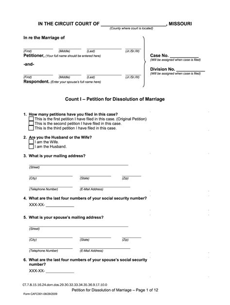 Benefits of Using Missouri Divorce Papers Printable Forms