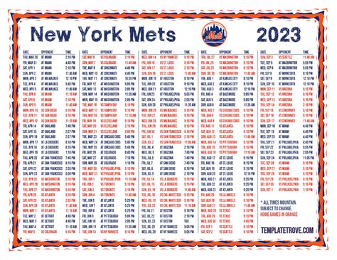 Benefits of a Printable New York Mets Schedule