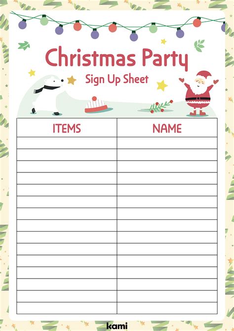 Best Practices for Christmas Party Sign Up Sheet Templates