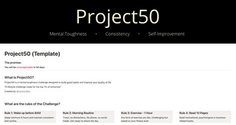 Best Practices for Using the Project 50 Notion Template