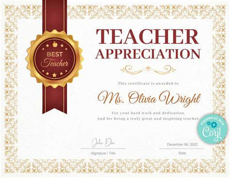 Best Teacher Certificate Printable Benefits for Students