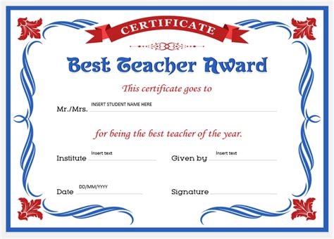 Best Teacher Certificate Printable Conclusion