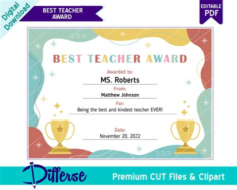 Best Teacher Certificate Printable For Special Occasions