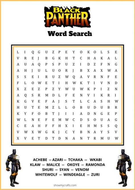 Description of Black Panther Word Search Challenge