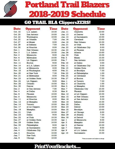 Blazers Schedule Tips Image 1