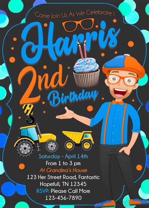 Blippi Birthday Invitation