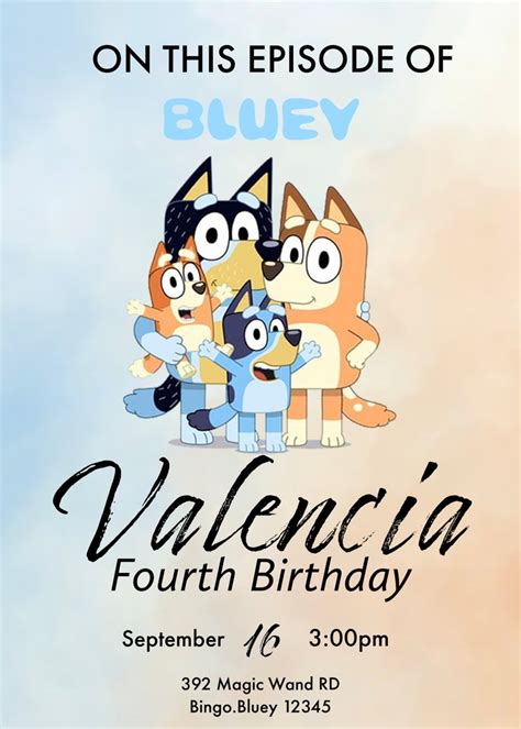 Bluey Character Invitations